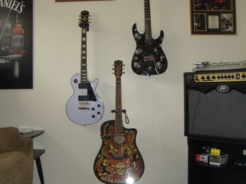 My Guitars - ESP M200-SR - Epiphone Les Paul Custom - Fender T-Bucket 300-CE Vince Ray Voodoo Acoustic-Electric