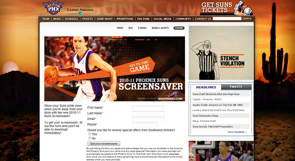Phoenix Suns Screensaver 2010/2011 Season